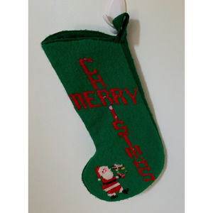 Vintage FINISHED Christmas 16” Tall Stocking Santa Merry Christmas